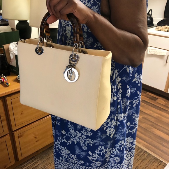 Authentic Dior Lady Dior Tortoise handle canvas BG - Picture 6 of 12